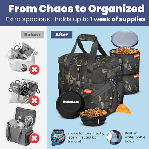 Image of Rubyloo Original Doggy Bag Dog Travel Bag for Supplies with Travel Bowls