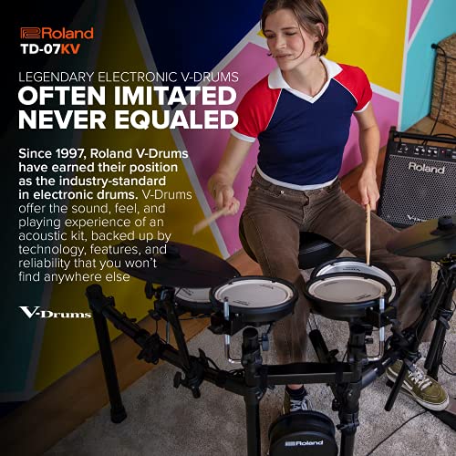 Roland Td-07Kv Electronic V-Drums Kit – Legendary Dual-Ply All Mesh Head Kit With Superior Expression And Playability – Bluetooth Audio & Midi – Usb For Recording Audio And Midi Data – 40 Free Melodic #TOP3