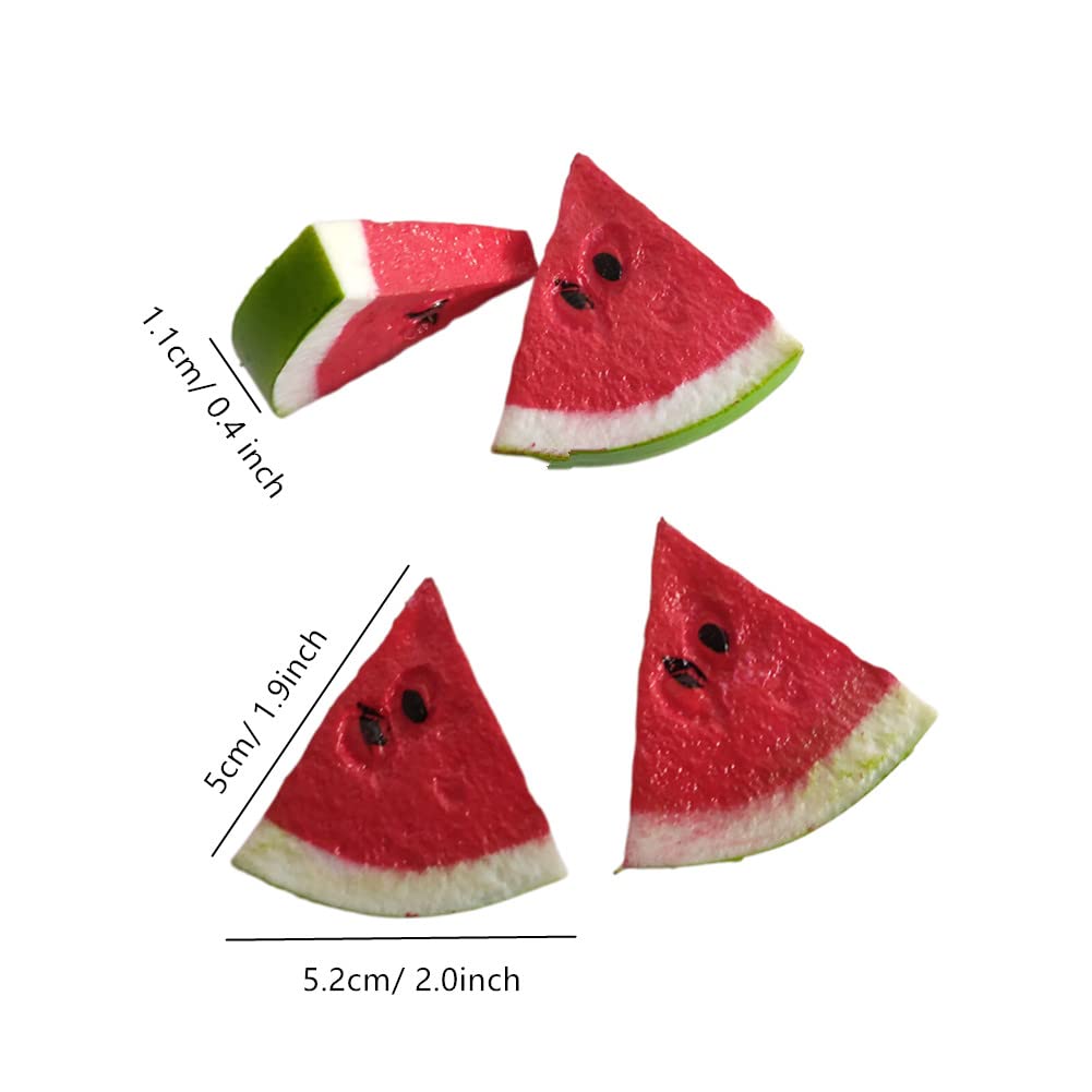 Jilukibo 18 Pack Realistic Simulation Fake Watermelon Plastic Artificial Watermelon Slices, Lifelike Watermelon Fruit Model for Home Party Photography Props Decoration (Red)