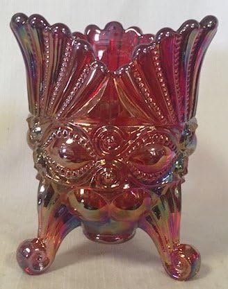 Spoon Holder/Spooner - Eyewinker "Eye Winker" - American Made - Mosser Glass USA (Red Carnival)