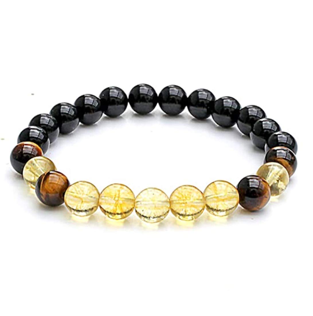 REBUY Tiger Eye, Citrine And Black Tourmaline Stone Bracelet For Unisex (B08FBFW8YN) Amazon Price History, Amazon Price Tracker