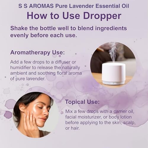 Image of Lavender Essential Oil - 100% Pure & Natural - Therapeutic Grade Lavender Oil For Skin, Face, Hair care, Diffuser, Aromatherapy & Body Massage - 100 ML.