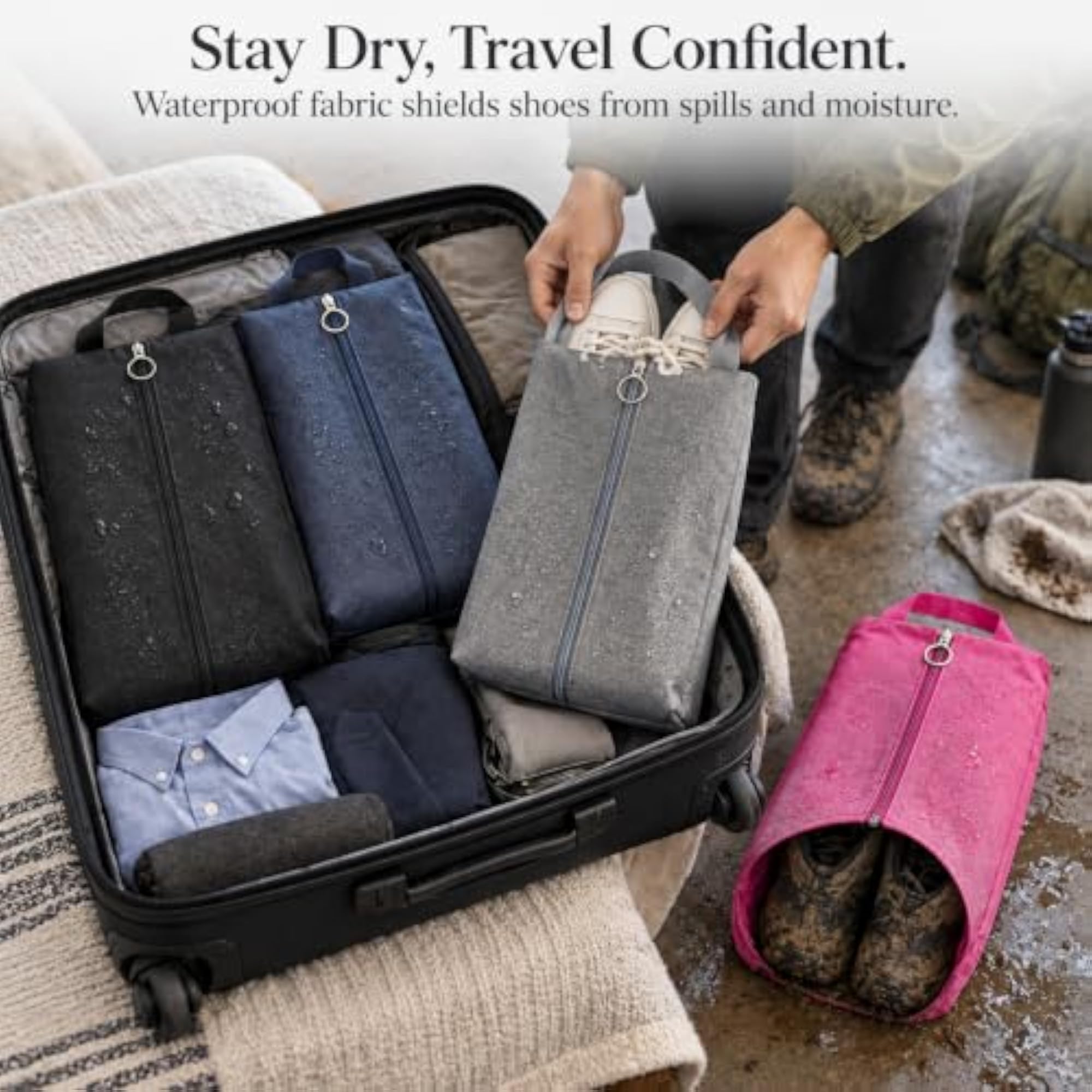Portable Waterproof Shoe Storage Bag for Travel Gray