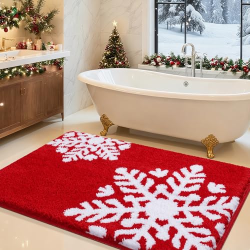 Christmas Bathroom Rug 36"x24", Extra Soft Absorbent Microfiber Thick Plush