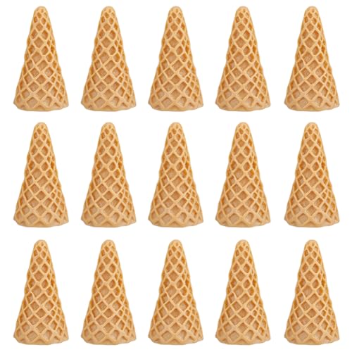SUNNYCLUE 30Pcs Miniature Ice Cream Cone Mini Ice Cream Cone Decorations Waffle No Hole Charms Small Simulation Resin Candy Food Models Miniature for Crafts Hairpin Hair Ornaments Accessories Decor