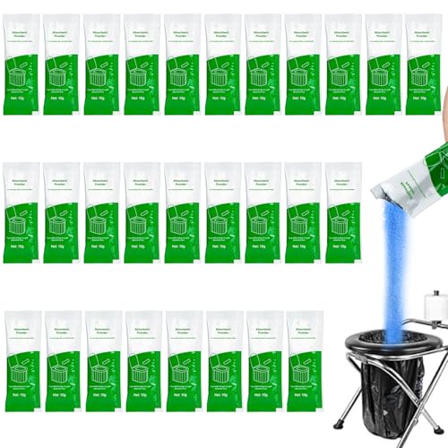 RAINFLOW 28 Packs Poo Gel for Portable Toilet - Camping Toilets Bags Lemon Eco Gel for Camping Toilet Scented Absorbent Gel for Emergency Toilet Essentials Supplies Composting Cleaning Preparations