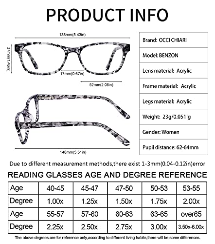 Occi Chiari Blue Light Magnifying Reading Glasses For Women 2.75 Anti Computer Glare Eyestrain Spring Hinge Readers(1.0 1.25 1.5 1.75 2.0 2.25 2.5 2.75 3.0 3.5 4.0 5.0 6.0) #TOP5