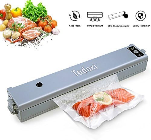 Vacuum Sealer Machine, Todoxi Automatic Vacuum Sealing System for Food Sealers,Portable Vaccum Packing and Sealing with 10 Sealable Bags and 1 Pair Replaceable Vaccum Strips