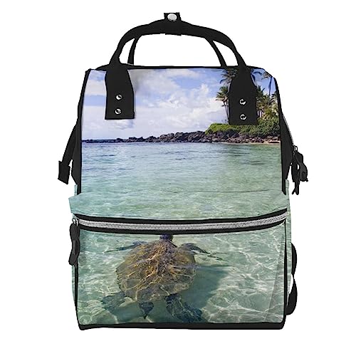 Sac à dos à langer tortue élégant et grand sac de voyage noir unique