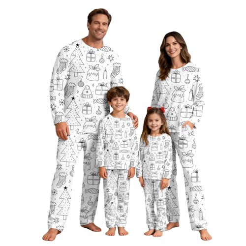 Matching Family Christmas Colorable Pants Sets DIY Hand Painted Outfits Coloring Clothes Draw & Color Your Own Fun Designs (Men, A, M)