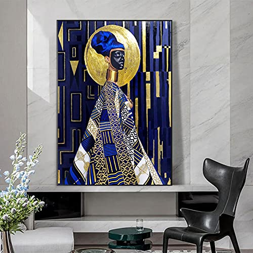 Toile moderne noir doré femme affiche décoration murale salon 60x90