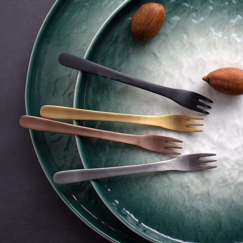 Flatware Silverware Set, 1/4/6/8/10/12 Pcs 304 Stainless Steel Three-tooth Cake Fork Dessert Fork Small Fork Fruit Fork, Tableware Cutlery Set(Black,12 Pieces)