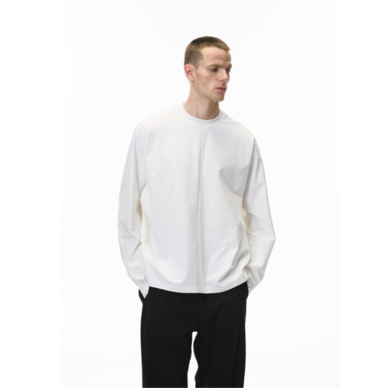 ZHBDM - Maglietta da uomo a maniche lunghe, in cotone, stile streetwear