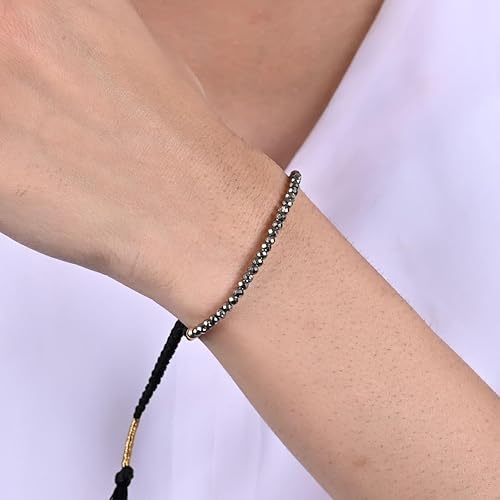 Miniatura 3 de Gempires Natural Pyrite Beads Braided Bracelet Abundance Crystal Bracelet for Everyone (Pyrite)
