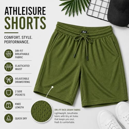Image of RISH Kids Dri-Fit Sports Shorts for Boys & Girls | Breathable Polyester Activewear Shorts with Elasticated Waist, Drawstring & 2 Side Pockets | Solid Colours | Single and Multi Packs