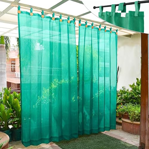 Image of HIPPO High Density Polyethylene 150 GSM Outdoor Loop Curtains Sun Blocking, UV Protection, Light-Filtering Balcony Curtain (Green, 3FTX8FT, 1PC)