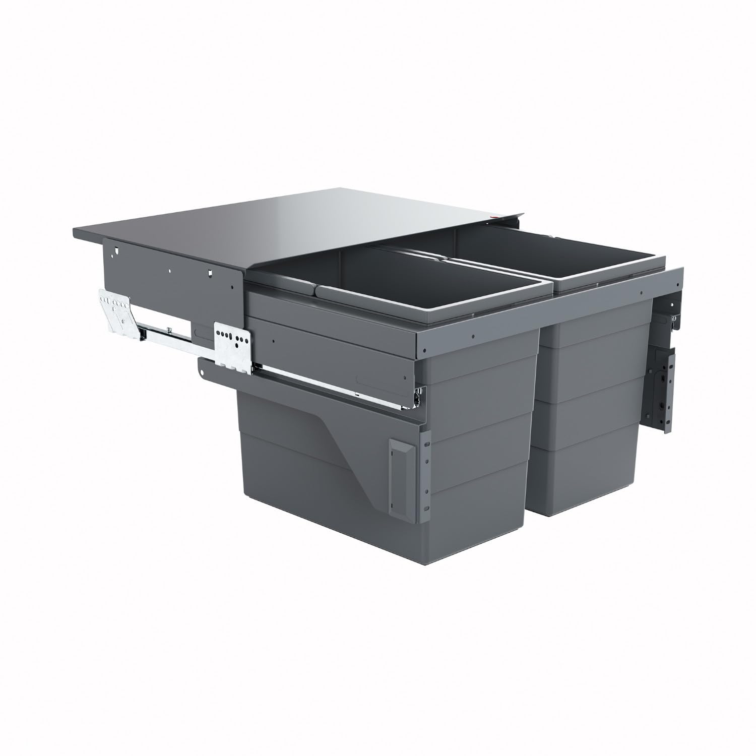 Hailo Abfallsammler Cargo 2X 28 Liter – Einbau-Mülleimer-Auszug, 60 cm Breite, Anthrazit (Modell 361084)