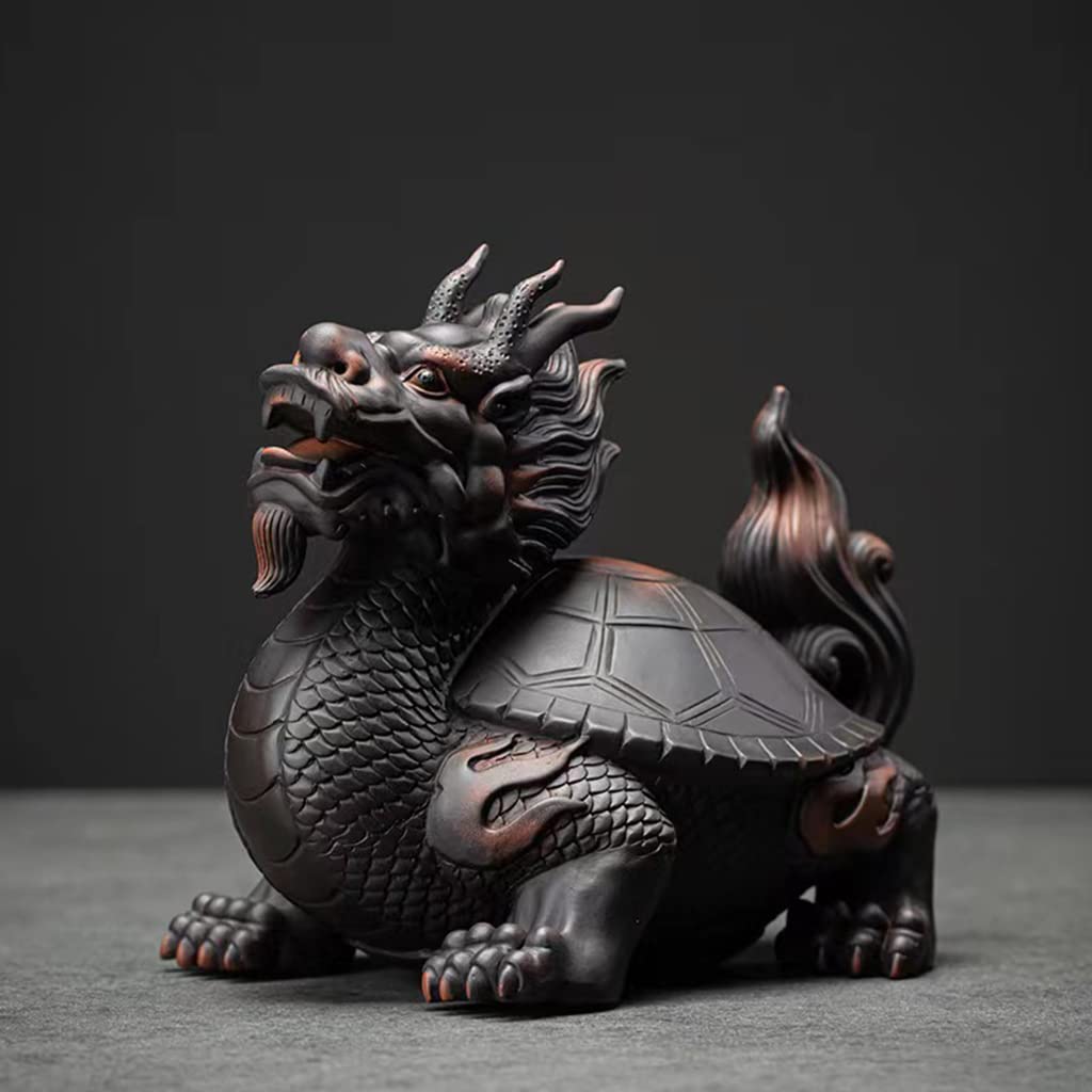 Amazon.co.jp: 龍亀 ロングイ 置物 オブジェ 風水 龍 彫像 玄関飾り