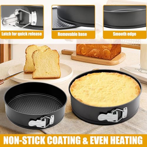 Springform Cake Pan, 3PCS Stainless Steel Springform Tin, Cake Tin for Baking for Cheesecake, Removable Base, Non-Stick Deep Round Spring Form Cake Pans for Baking (18/20/22cm) - Image 4