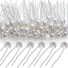WILLBOND 40 Pack White Pearl Hair Pins, U-shaped Bobby Pins for Bridal Wedding Hairstyles, Elegant Hair Accessories for Brides, Bridesmaids, Prom and Special Occasions0.3 Inch