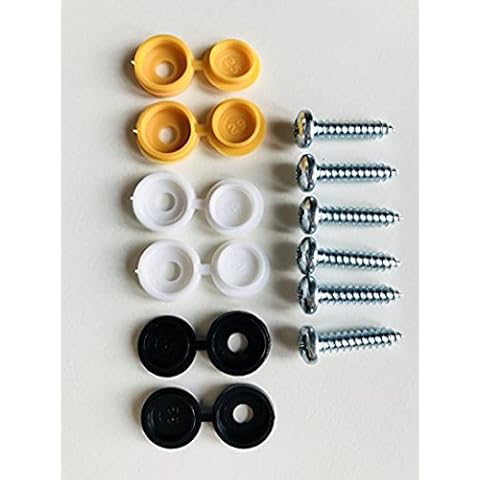 BEK-FIX Car Number Plate Fixing Fitting Kit 6 Pack of Caps & Screws Cover