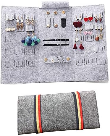 Travel Jewelry Organizer Jewelry Roll Bag Travel Jewelry Bag Include Earring Holder, Necklace Organizer, Bracelets Holder & Finger Ring Organizer, Compact Lightweight & Minimalism