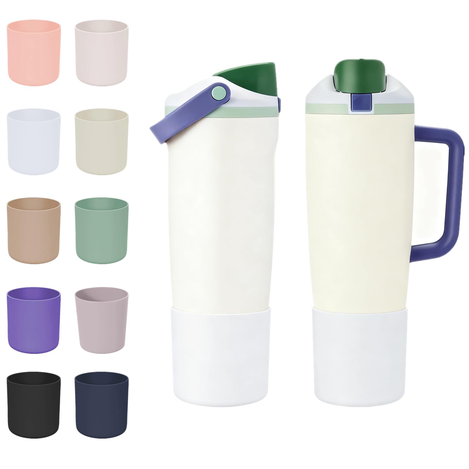 CHEMLLC Protective Silicone Boots for Owala 30oz & 40oz FreeSip Sway Bottles & Tumblers, Anti-Slip Protective Sleeve for Owala Water Bottle (White)