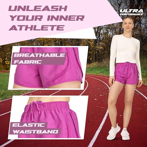 Ultra-Performance-Womens-Running-Shorts-4-Pack-Athletic-Workout-Gym-Shorts-for-Women-with-Brief-Liner