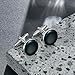 Jstyle Mens Cufflinks and Studs Set Tuxedo Shirts Classic Black&Silver Match for Business Wedding Formal Suit