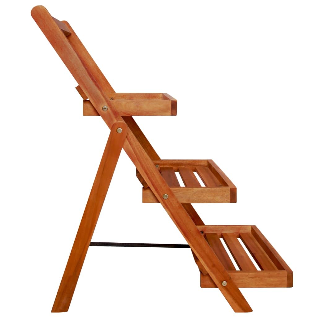 Pflanzenständer Holz 3 Stufen - Blumenständer Klappbar aus Akazie Massivholz, Pflanzentreppe für Wohnzimmer und Balkon, Robustes Blumenregal Braun, 50 x 63 x 80 cm