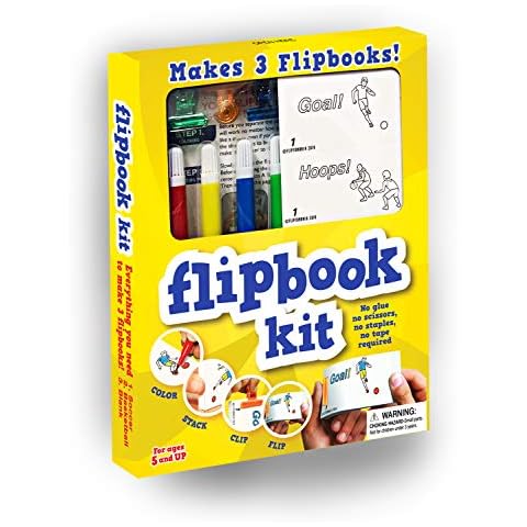Fliptomania Make Your Own Flipbook Kit: Basketball and Soccer - Paper Stop Motion Animation Kit : Creative Flip Book Kit for Kids 6-12 and Creative Animation Artists Cover