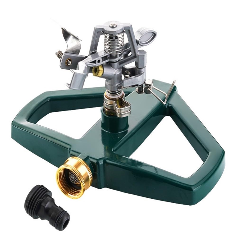 Arroseur Jardin Rotatif 360°, Arrosage Pelouse à Impulsion, Arroseur Automatique avec Base en Métal, Système Arrosage Automatique Réglable, Couverture Jusqu'à 520m² pour Irrigation Cour