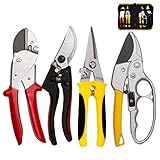 KOTTO Upgrade 4 Packs Pruner Shears Garden Cutter Clippers, Stainless Steel Sharp Pruner Secateurs,...