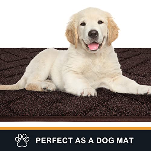 PURRUGS Dirt Trapping Door Mat 20" x 31.5", Non-Slip Machine Washable Entry Rug, Shoe Scraper, Dog Doormat, Super Absorbent Welcome Mat for Front & Back Door, Muddy Wet Shoes & Paws, Brown