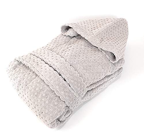 viglietti Sir Caleffi Peignoir homme femme avec capuche éponge de pur coton 450 g/m² (gris taille XXXL) Cover
