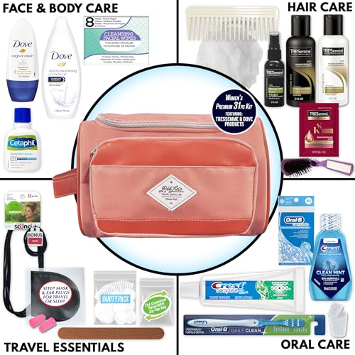 Convenience Kits International Women’s Super Premium 31 pc Travel Kit Featuring: Ensemble of Travel-Size Personal Care Products, Travel Essentials in Large Toiletry Bag (Coral) - Image 3