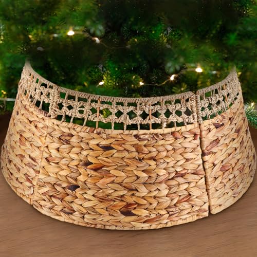 Leyndo Christmas Tree Collar Woven Rattan...