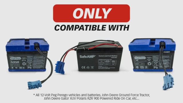 Amazon.com: SafeAMP 12 Volt UL Listed Battery Charger Compatible with Peg  Perego 12V Battery for John Deere Ground Force Tractor, John Deere Gator  XUV Polaris RZR 900 Powered Ride On Car : Automotive
