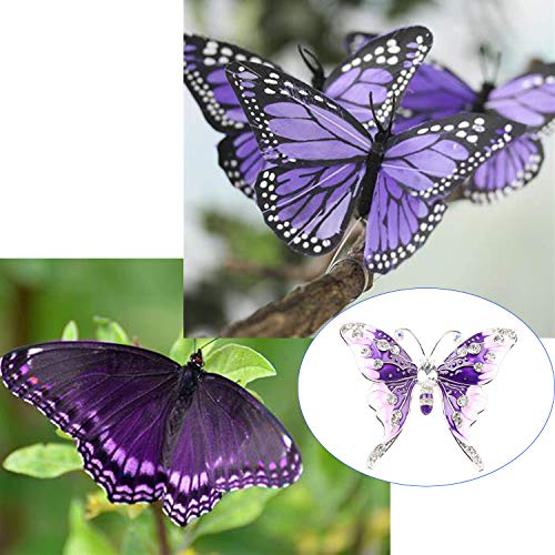 Image of FEELMEM Crystal Rhinestone Butterfly Brooch Pin Blue Color Butterfly Brooches for For Women Wedding /Banquet /Birthday Party