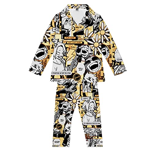Anime MHA Pyjamas Long Tops and Bottoms Todoroki Shouto Midoriya Izuku Sleepwear Cartoon Nightwear Warm Soft Homewear2