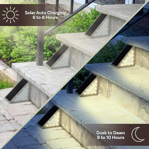 Solar Step Lights for Outside 6-Pack - LED Solar Stair Lights Outdoor Waterproof IP67 Outdoor Lighting for Walkways, Deck, Front Door Entryway, Garden Pathways, or Porch by Pure Garden by Pure Garden - Image 4