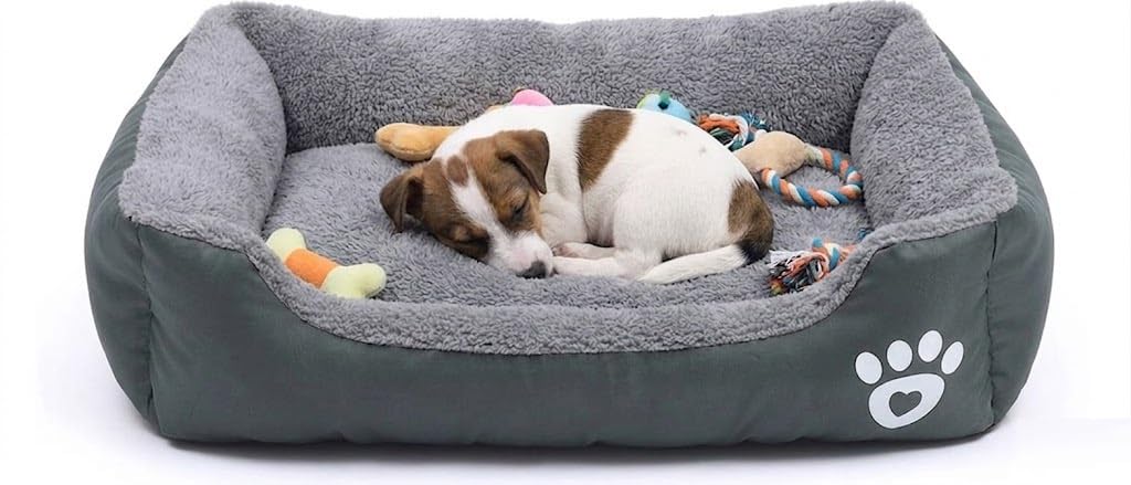 SuperGift.com Soft & Fluffy Pet Bed - Anti-Anxiety Washable Bed for Dogs and Cats - Non-Slip Base - Dog & Cat Bed - Warm and Cosy - Grey (Medium)