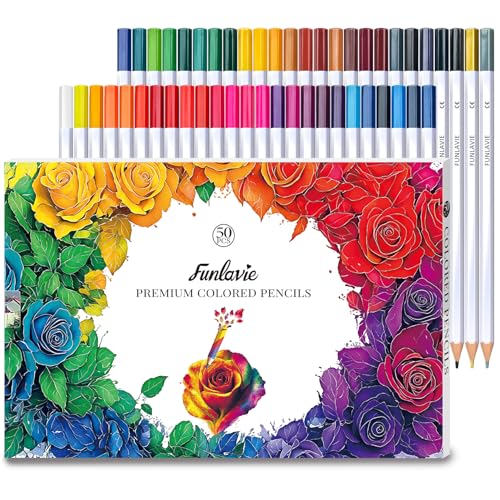 FUNLAVIE 50 Matite Colorate per Libri da Colorare Adulti, Matite