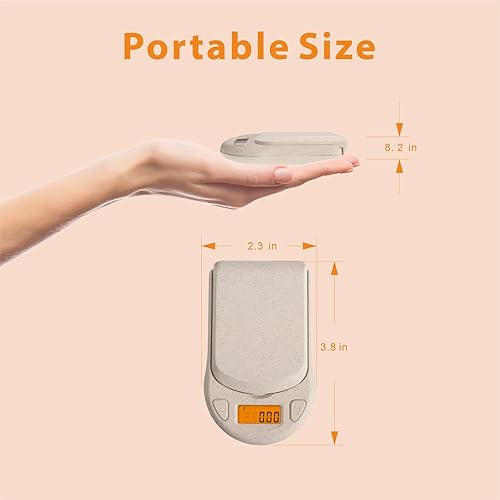 Miniatura 3 de Mini báscula digital, báscula de bolsillo, 0.00 oz x 7.05 oz, báscula de alimentos con retroiluminación LCD, 6 unidades de gramos y onzas, tara,