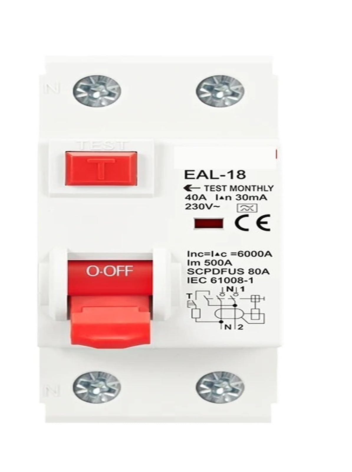 Interruptor diferencial 2P 6A 30mA para protección electromagnética 4