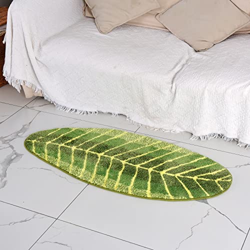 Oquodo Cute Leaf Area Rugs, Non Slip Kitchen Rugs And Mats Nice For Bedroom Bathroom Children Playroom Home Decor Washable, 20"X32" #TOP3
