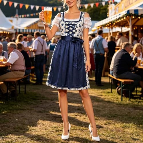 Robes Dirndl de Bavière Oktoberfest avec épaules nues - 5