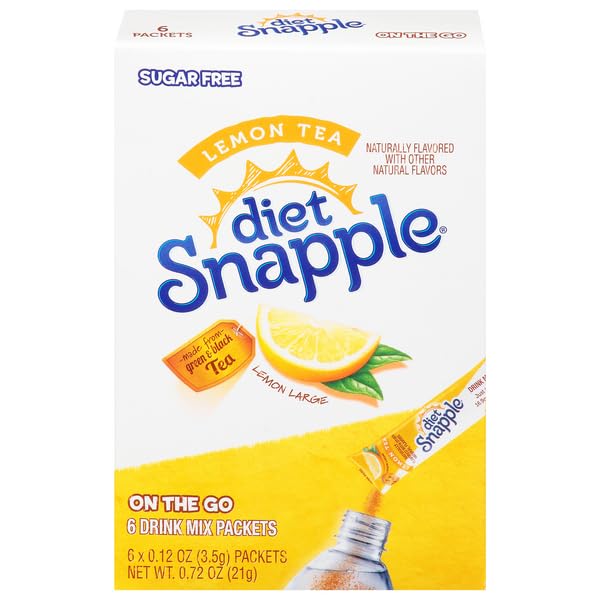 Diet Snapple Sugar Free Naturally Lemon Tea Flavored with Other Natural Flavors Drink Mix 6 Sachets, 21g (Imported)