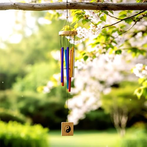 Feng Shui Wind Chime with 7 Pipes Perfect for Indoor & Outdoor use Decorative Showpiece - 30 cm (Metal, Multicolor)-image-28