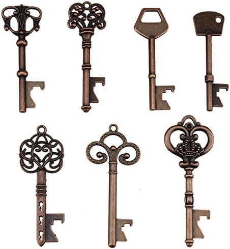 Key Bottle Openers - Assorted Vintage Skeleton Keys, Wedding Party Favors (Pack of 70, Copper)